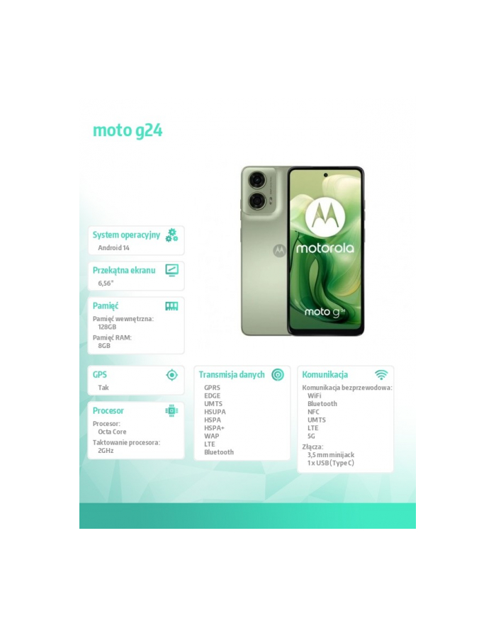 motorola Smartfon moto g24 8/128 GB Ice Green główny