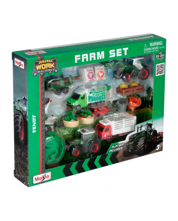 Maisto Mini Work Machines Fendt Super Farm Play Set, Model Vehicle (with Play Mat)