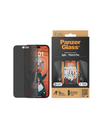 Panzerglass Ultra Wide Fit Szkło Prywatyzujące Do Iphone 15 Plus Czarna Ramka (P2811)