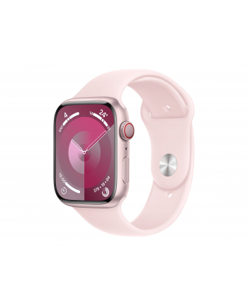 Apple Watch Series 9 GPS Koperta 45mm z aluminium w kolorze różowym z paskiem sportowym w kolorze jasnoróżowym (MRMK3ETA)