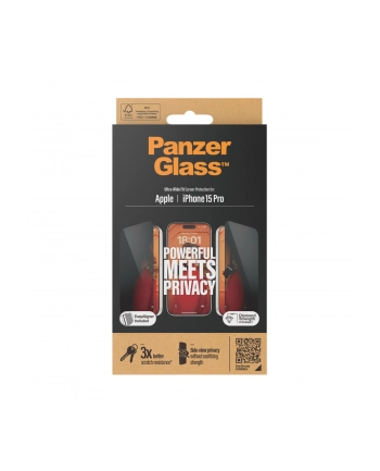 Panzerglass Ultra Wide Fit Szkło Prywatyzujące Do Iphone 15 Pro Czarna Ramka (P2810) nr 2