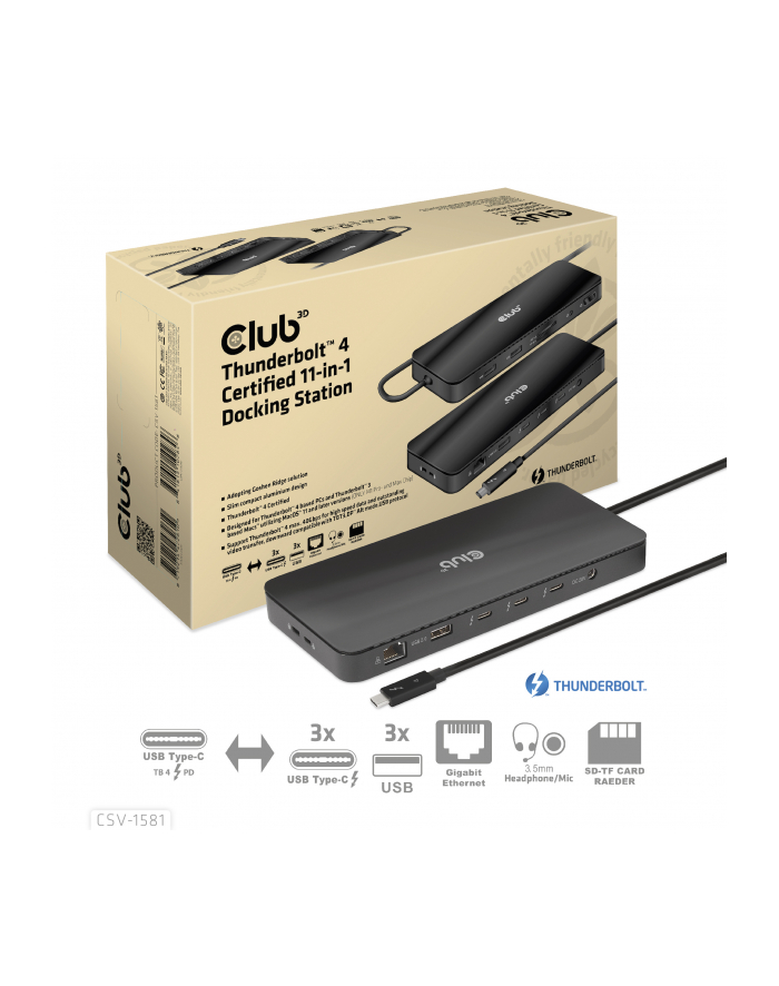 Club 3D HUB USB Club3D Thunderbolt4 11-in-1 HUB (CSV1581) główny