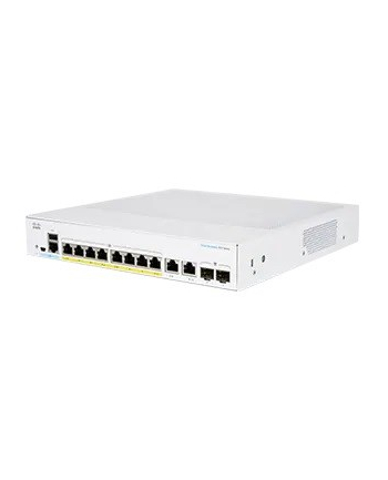 Cisco switch CBS350-8P-2G, 8xGbE RJ45, 2xGbE RJ45/SFP, fanless, PoE+, 67W (CBS3508P2GEURF)