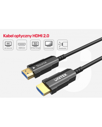 unitek Kabel Optyczny HDMI 2.0 10m 4K60Hz C11072BK-10M