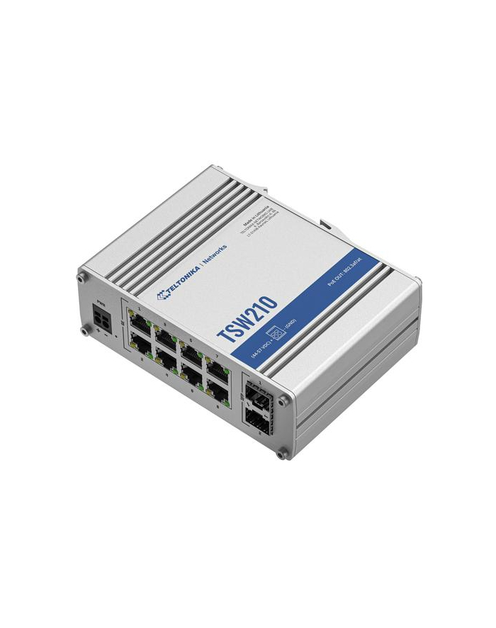 teltonika Przełącznik niezarządzalny TSW210 Switch 2xSFP 8xPoE+ 8xGbE DIN RAIL Back Panel główny