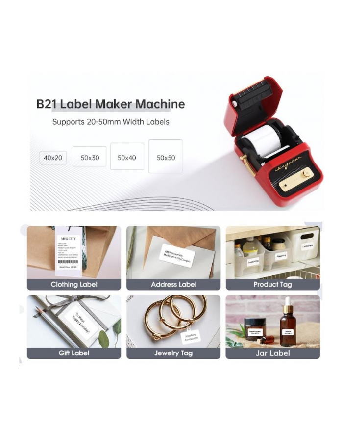 Niimbot Drukarka Etykiet B21 Przenośna (Czerwona) (55413) główny