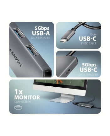 axagon HMC-5H Wieloportowy hub USB-C 3.2 Gen 1, 3x USB-A, 4K HDMI, PD 100W, 100cm USB-C kabel nr 2