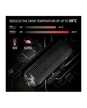 axagon CLR-M2XT Chłodnica aluminiowa pasywna do dysku M.2 SSD, ALU korpus, silikonowe podkładki termiczne, wysokość 24mm