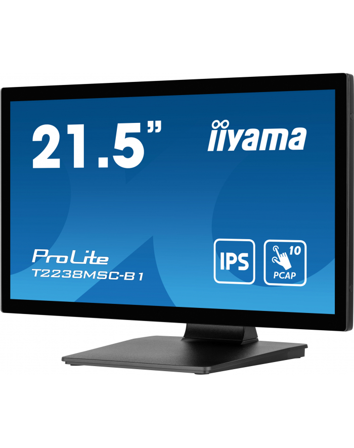 iiyama Monitor 22 cale T2238MSC-B1 IPS,FHD,DP,HDMI,2x2W,2xUSB,600(cd/m2),   10pkt.7H,IP1X(FRONT),PION/POZIOM główny