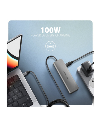 axagon HMC-5H Wieloportowy hub USB-C 3.2 Gen 1, 3x USB-A, 4K HDMI, PD 100W, 100cm USB-C kabel