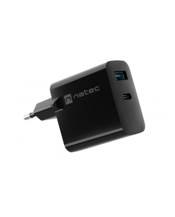 natec Ładowarka sieciowa Ribera GAN 1X USB-A + 1X USB-C 45W Czarna