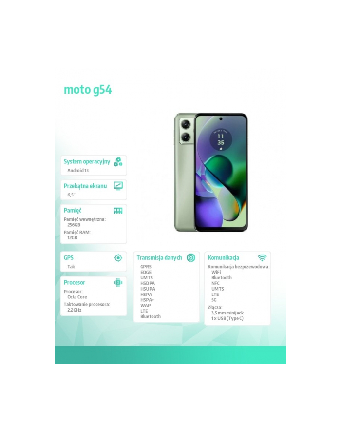 motorola Smartfon moto g54 12/256 Mint Green główny