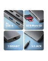 axagon HMC-8HLSA Wieloportowy hub USB-C 3.2 Gen 1 hub, 3x USB-A + 4K/30Hz HDMI + SD/microSD, GLAN, Audio, PD 100W, 20cm USB-C kabel - nr 22