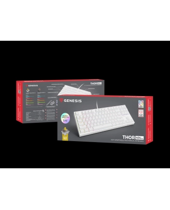 Genesis Thor 404 TKL biała RGB Gateron Yellow Pro (NKG2070)