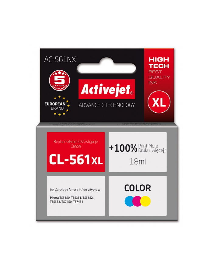 Activejet AC-561NX Tusz (zamiennik Canon CL-561XL; Supreme; 18 ml; Color) główny