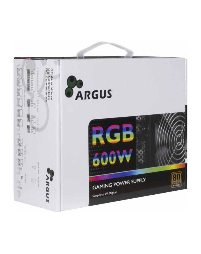 Inter-Tech Argus RGB-600W II moduł zasilaczy 20+4 pin ATX ATX Czarny główny