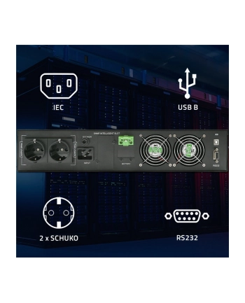qoltec Zasilacz awaryjny UPS do RACK | 2.4kVA | 2400W | Power Factor 1.0| LCD | On-line nr 2