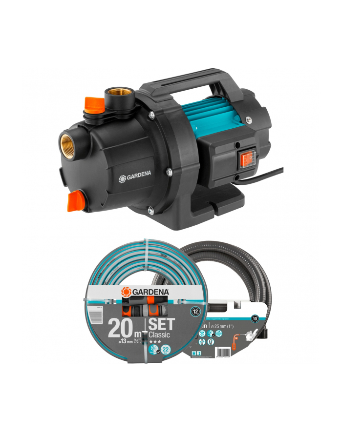 GARD-ENA garden pump 3000/4 BASIC set (turquoise/Kolor: CZARNY, 600 watts, including suction set, classic hose) główny