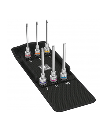 Wera 8740 C HF 2 Zyklop bit socket set, hexagon socket, bit set (6 pieces, 1/2, with holding function)