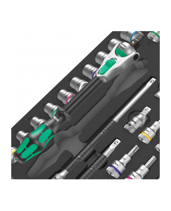 Wera 9722 foam insert 8000 C Zyklop 1/2 ratchet set 1, 31 pieces, tool set (Kolor: CZARNY/grey, ratchet and socket set, in foam insert for workshop trolley)