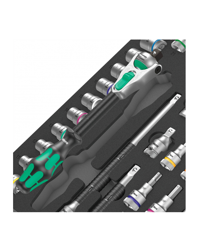 Wera 9722 foam insert 8000 C Zyklop 1/2 ratchet set 1, 31 pieces, tool set (Kolor: CZARNY/grey, ratchet and socket set, in foam insert for workshop trolley) główny