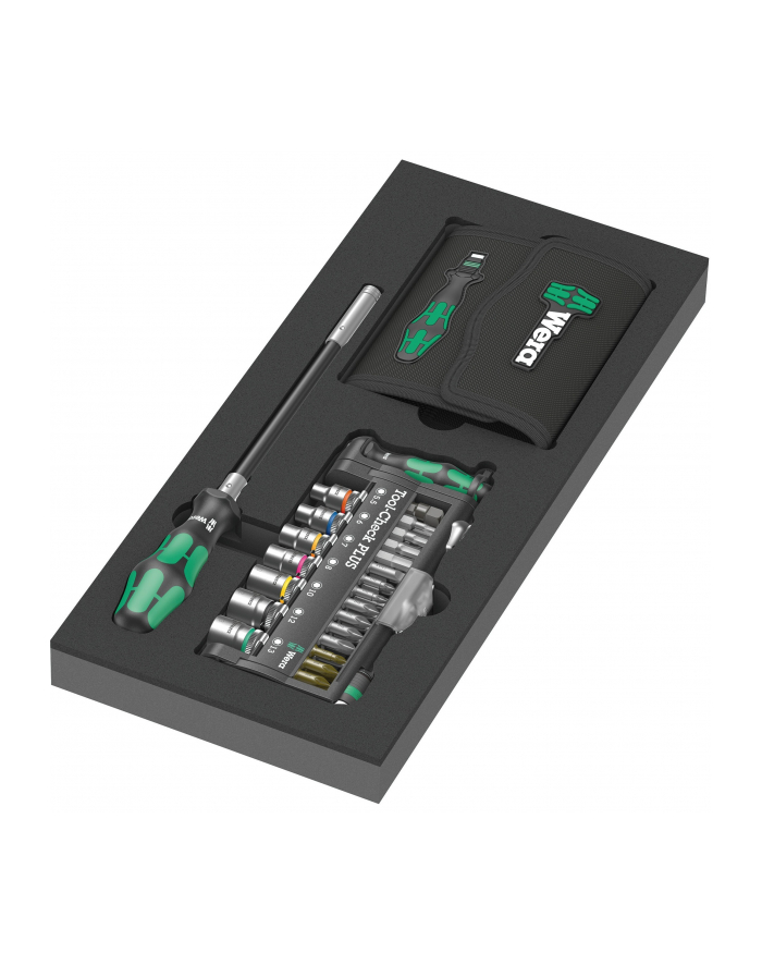 Wera 9750 Kraftform Compact and Tool-Check PLUS Set 1, 57-piece tool set (Kolor: CZARNY/green, socket wrench and bit set, in foam insert for workshop trolley) główny