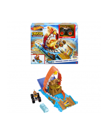 Hot Wheels Monster Trucks Arena Smashers: Entry Challenge - Tiger Shark Treasure Chomp Challenge, toy vehicle