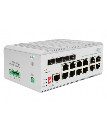 Digitus Industrial 8+4 L2 zarządzalny Gigabit Ethernet PoE Swi 8 Port PoE GE RJ45 4 Port GE SFP (DN651139)