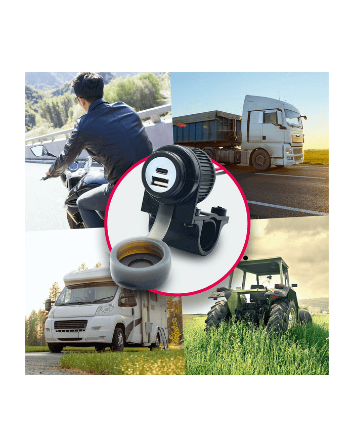 Albrecht Gniazdo Motocyklowe Duo Usb A+C Qc3.0 12-24V 2A 73701 główny