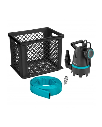 GARD-ENA dirty water submersible pump 10500 BASIC, flood set, submersible/pressure pump (Kolor: CZARNY/turquoise, 400 watts, including hose connection, storage box) nr 1
