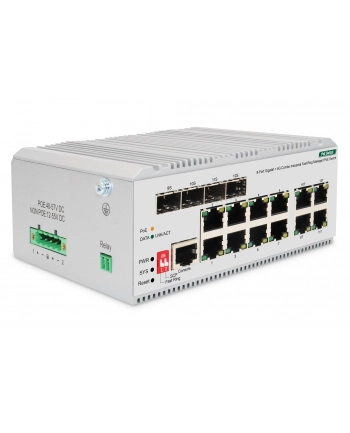 Digitus Industrial 8+4 L2 zarządzalny Gigabit Ethernet PoE Swi 8 Port PoE GE RJ45 4 Port GE SFP (DN651139)