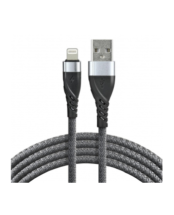 Kabel przewód pleciony USB - Lightning / iPhone everActive CBB-2IG 200cm z obsługą szybkiego ładowania do 2,4A szary