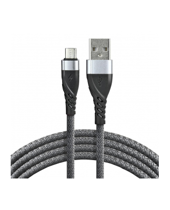 Kabel przewód pleciony USB - micro USB everActive CBB-2MG 200cm z obsługą szybkiego ładowania do 2,4A szary