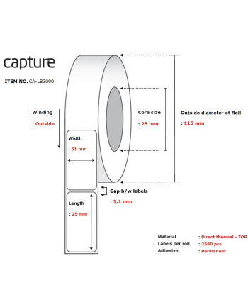 Capture Label 51X25, Core 25, (CALB3090)