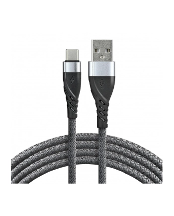 Kabel przewód pleciony USB - USB-C / Typ-C everActive CBB-2CG 200cm z obsługą szybkiego ładowania do 3A szary nr 1