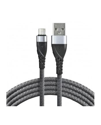 Kabel przewód pleciony USB - micro USB everActive CBB-2MG 200cm z obsługą szybkiego ładowania do 2,4A szary nr 1