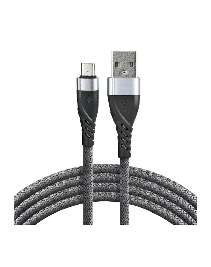 Kabel przewód pleciony USB - micro USB everActive CBB-2MG 200cm z obsługą szybkiego ładowania do 2,4A szary główny
