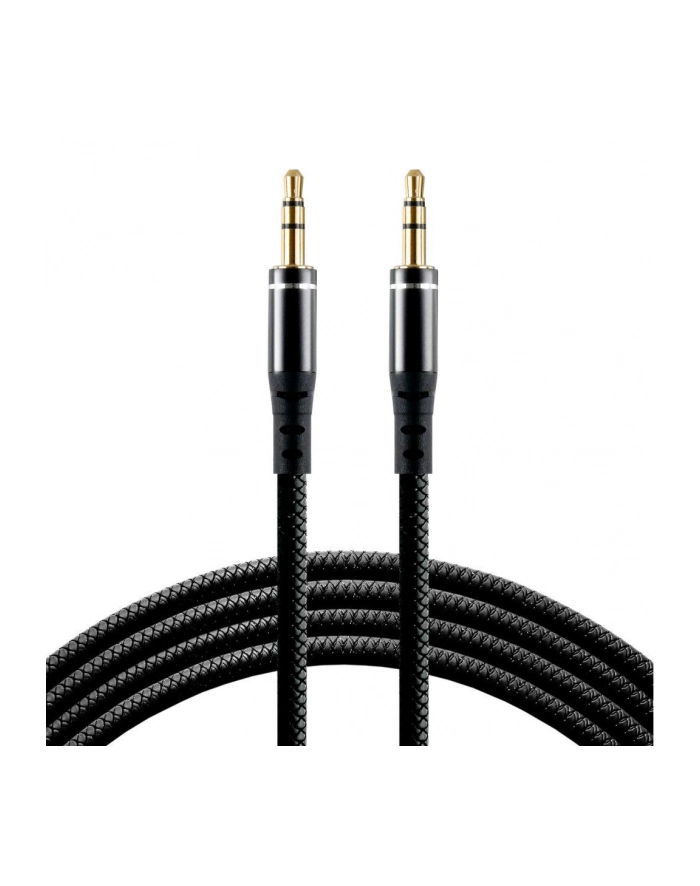 Kabel przewód silikonowy audio AUX wtyk - wtyk jack 3.5 mm stereo 100cm everActive CBS-1JB czarny główny