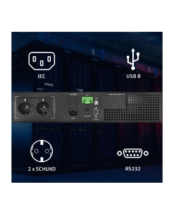 Zasilacz awaryjny UPS Qoltec do RACK | 1kVA | 1000W | Power Factor 1.0 | LCD | On-line nr 1