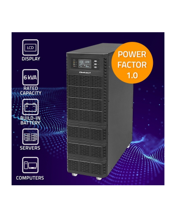 qoltec Zasilacz awaryjny UPS 6kVA | 6000W | Power Factor 1.0 | LCD | EPO| USB | On line