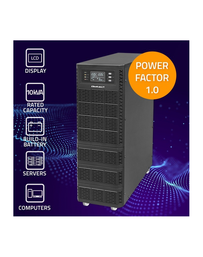 qoltec Zasilacz awaryjny UPS 10kVA | 10000W | Power Factor 1.0 | LCD |  EPO | USB | On-line główny