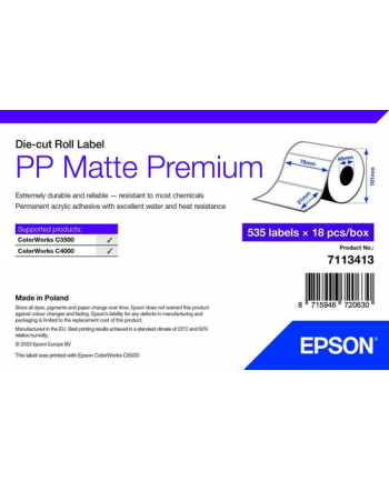 Epson Etykieta Matowa Pp Premium, 76Mm X 51 Mm, 535 Etykiet (7113413)