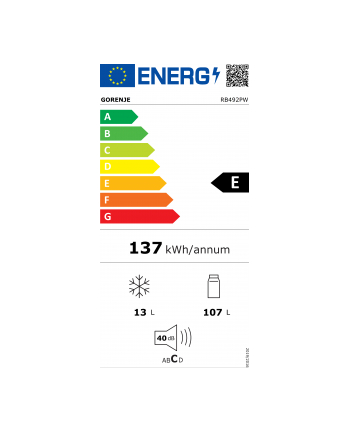 gorenje Chłodziarko-zamrażarka RB492PW