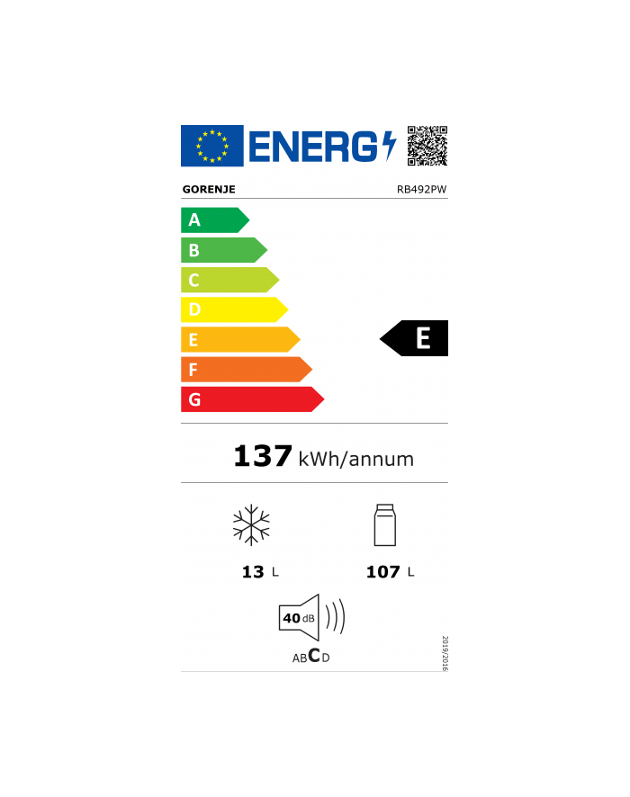 gorenje Chłodziarko-zamrażarka RB492PW główny