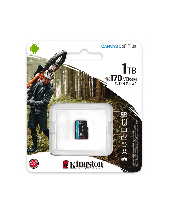 KINGSTON 1TB microSDXC Canvas Go Plus 170R A2 U3 V30 Single Pack w/o ADP główny