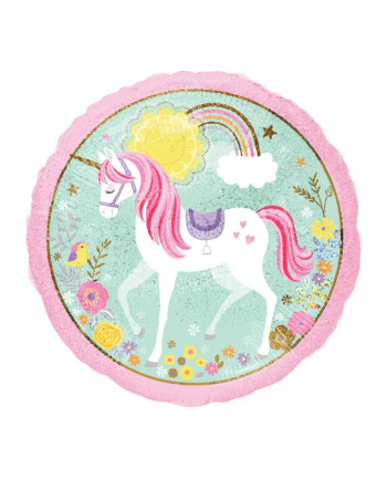 amscan STANDARD '';MAGICAL UNICORN''; BALON FOLIOWY  OKRAGLY HOLOGRAPHIC S55 ZAPAKOWANY 43CM