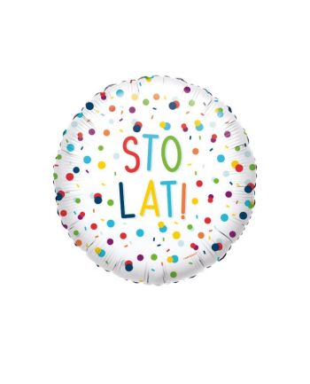 amscan STANDARD (wersja europejska) CONFETTI BIRTHDAY STO LAT BALON FOLIOWY OKRAGLY S40 SPAKOWANY