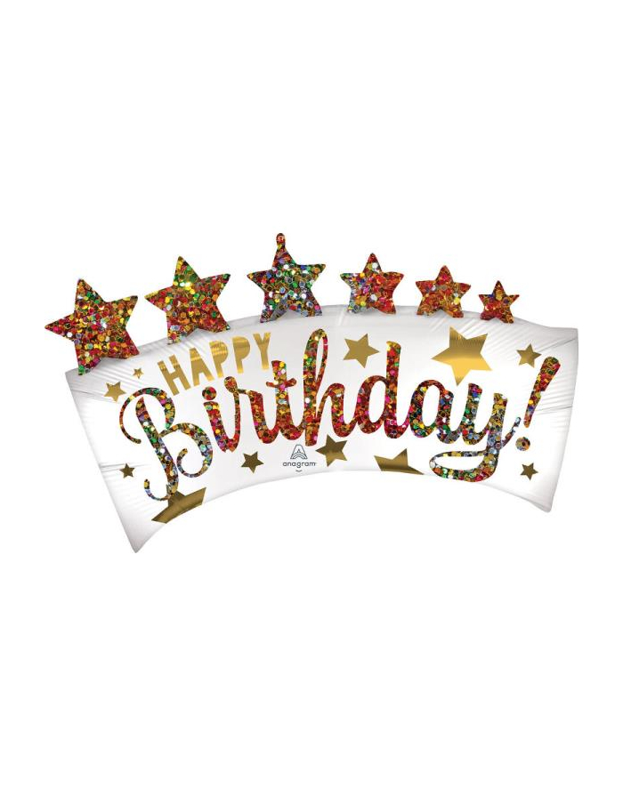 amscan SUPERSHAPE HAPPY BIRTHDAY GLITTER BANNER BALON FOLIOWY P35 SPAKOWANY główny