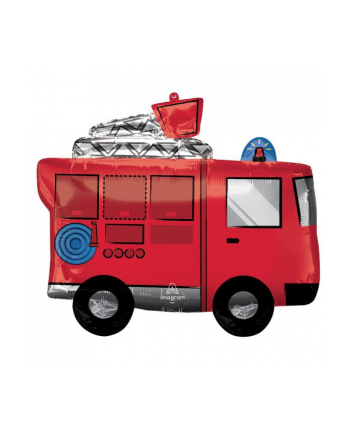 amscan SUPERSHAPE FIRE TRUCK BALON FOLIOWY P35 SPAKOWANY 66 CM X 55 CM