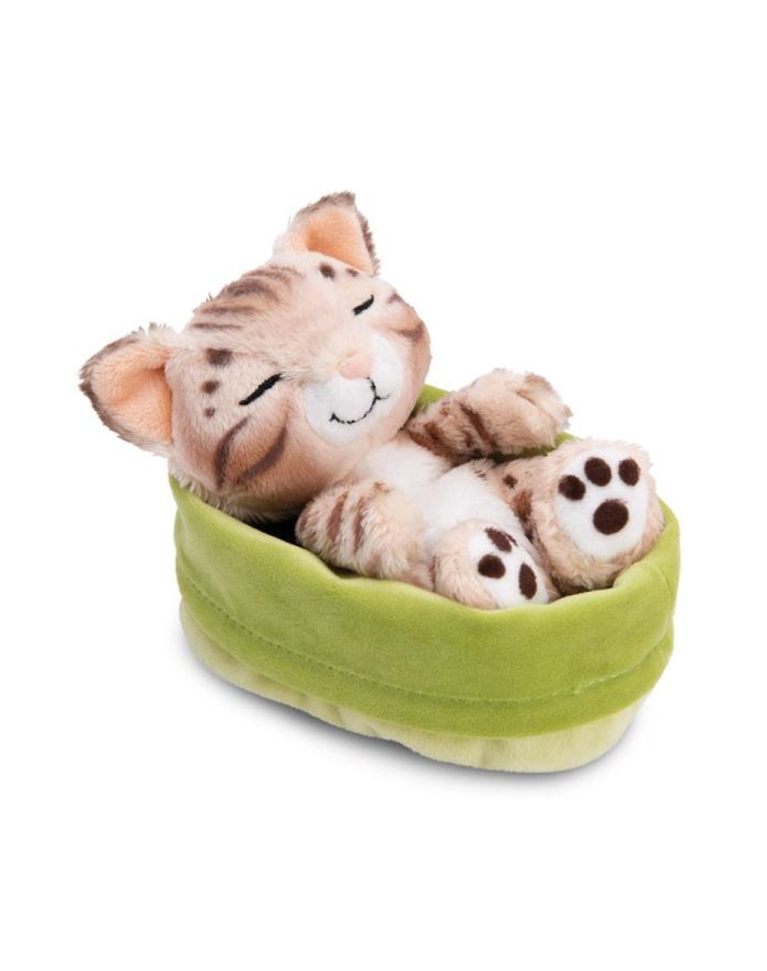 NICI 49747 Maskotka kot bengalski 12cm śpiący w koszyku, zielony GREEN główny